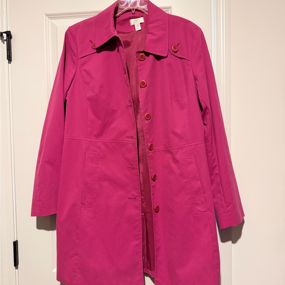 LOFT Bright Pink Trench Coat